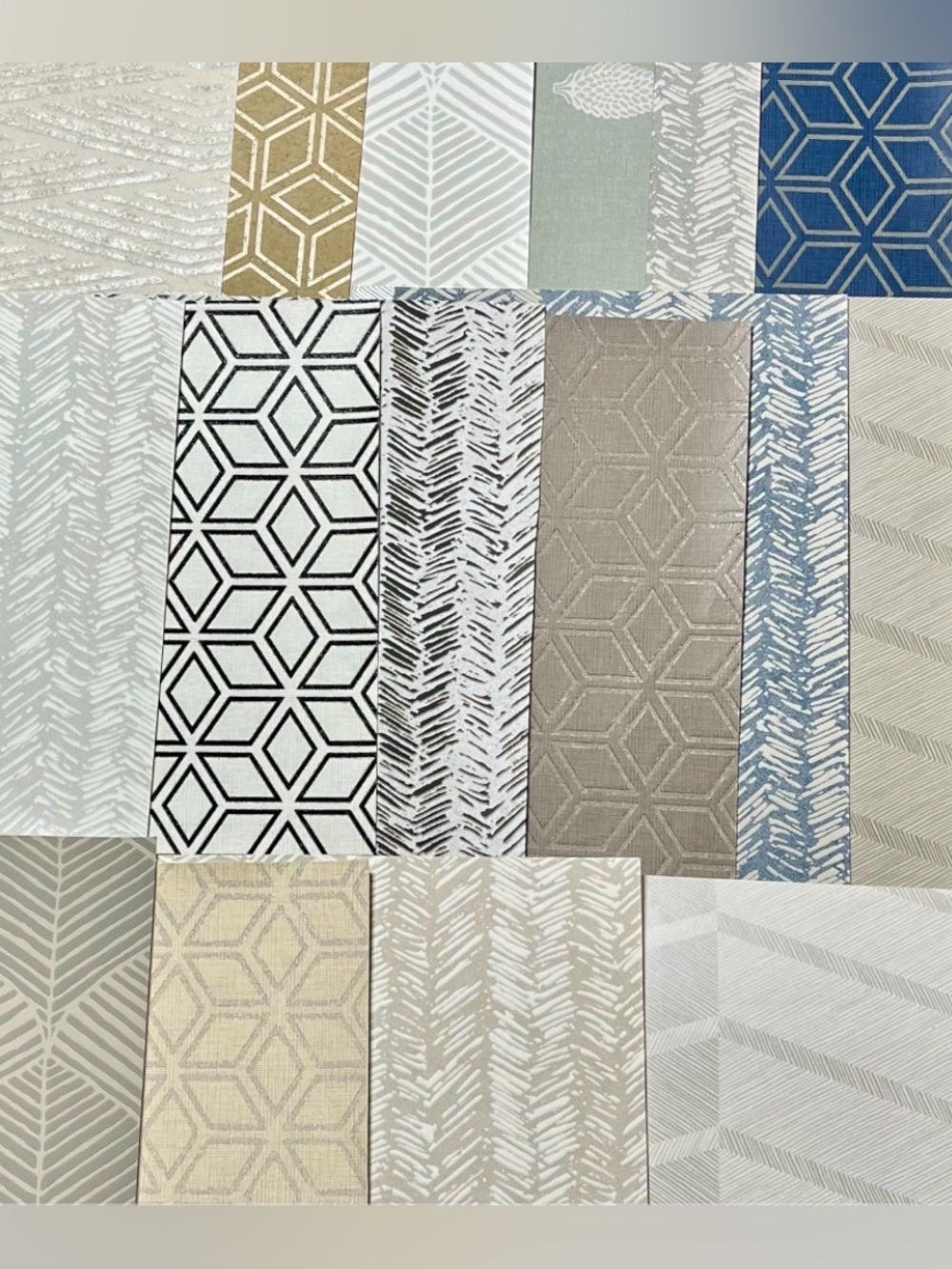 16 Assorted Geometric, Textured Shiny Sheets Arts & Crafts Wallpaper Sample Pack